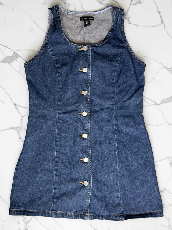 Sincerly Jules Dresses & Skirts - Sincerely Jules Button Front Denim Mini Dress Blue Sleeveless Size Large